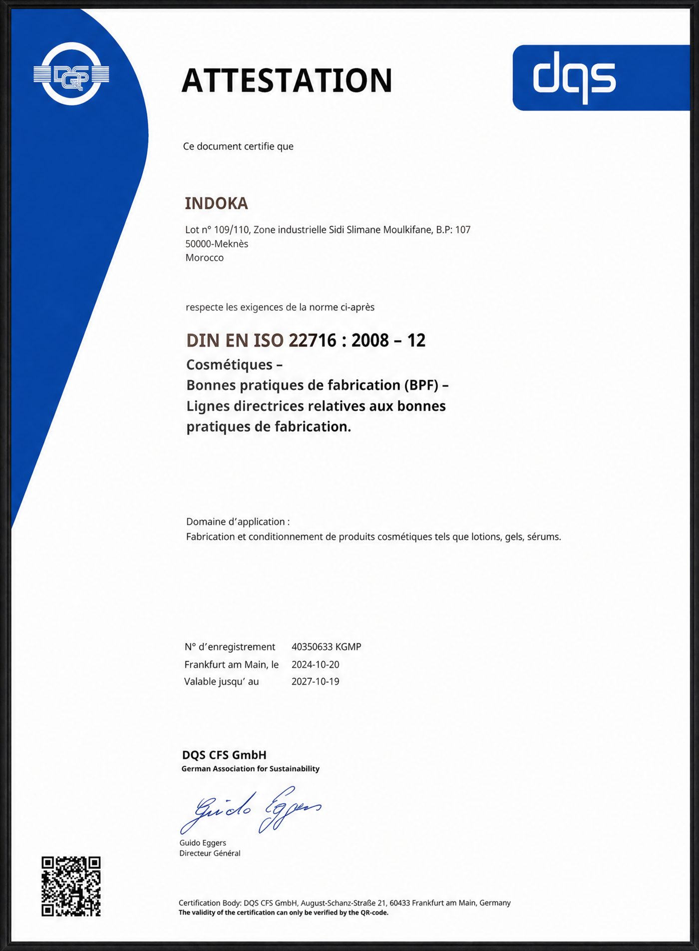 ISO 22716 · BPF Cosmétiques (DQS)